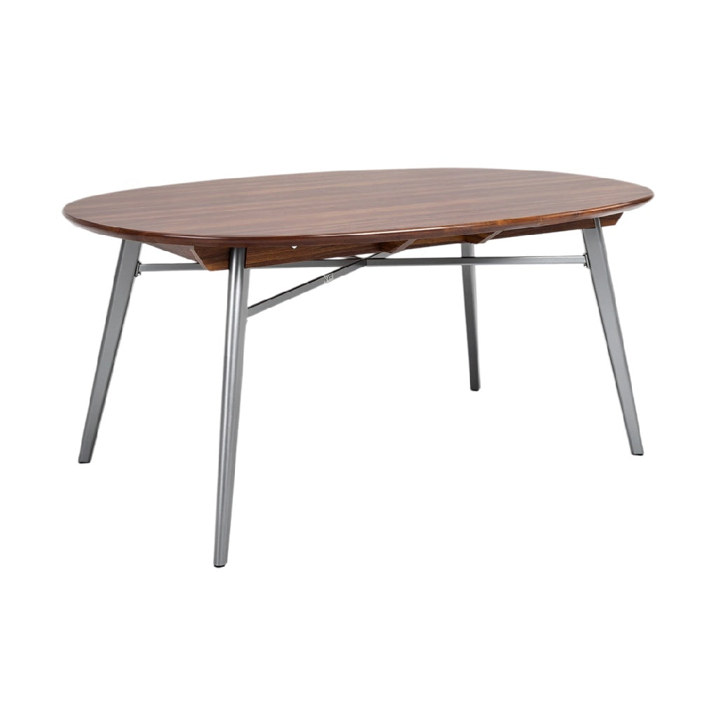 **Table ronde en bois avec pieds métalliques**