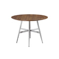 **Table ronde en bois avec pieds en métal chromé**