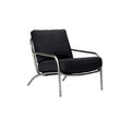 **Fauteuil moderne en métal et tissu noir : design épuré et confort optimisé**