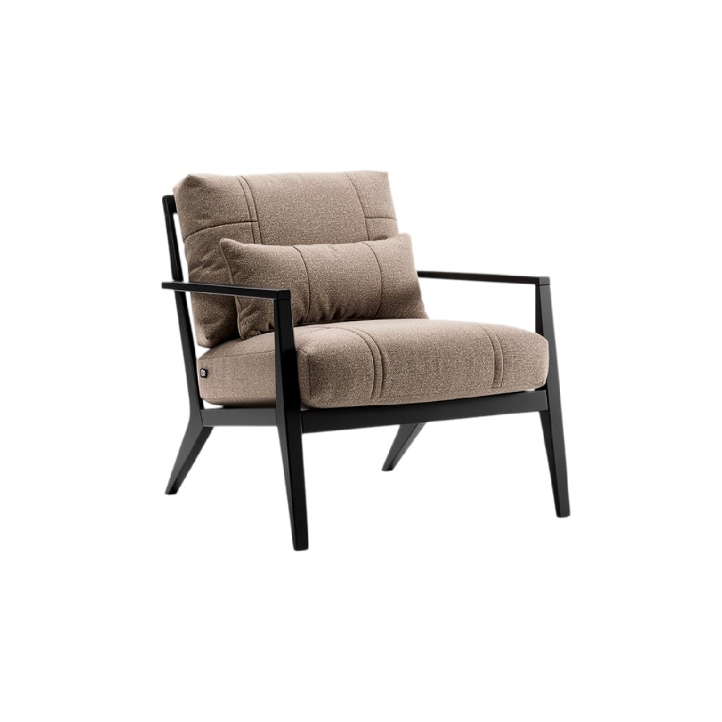 **Fauteuil moderne en tissu avec cadre en métal noir**