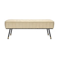 **Banquette moderne en tissu beige avec pieds métalliques**