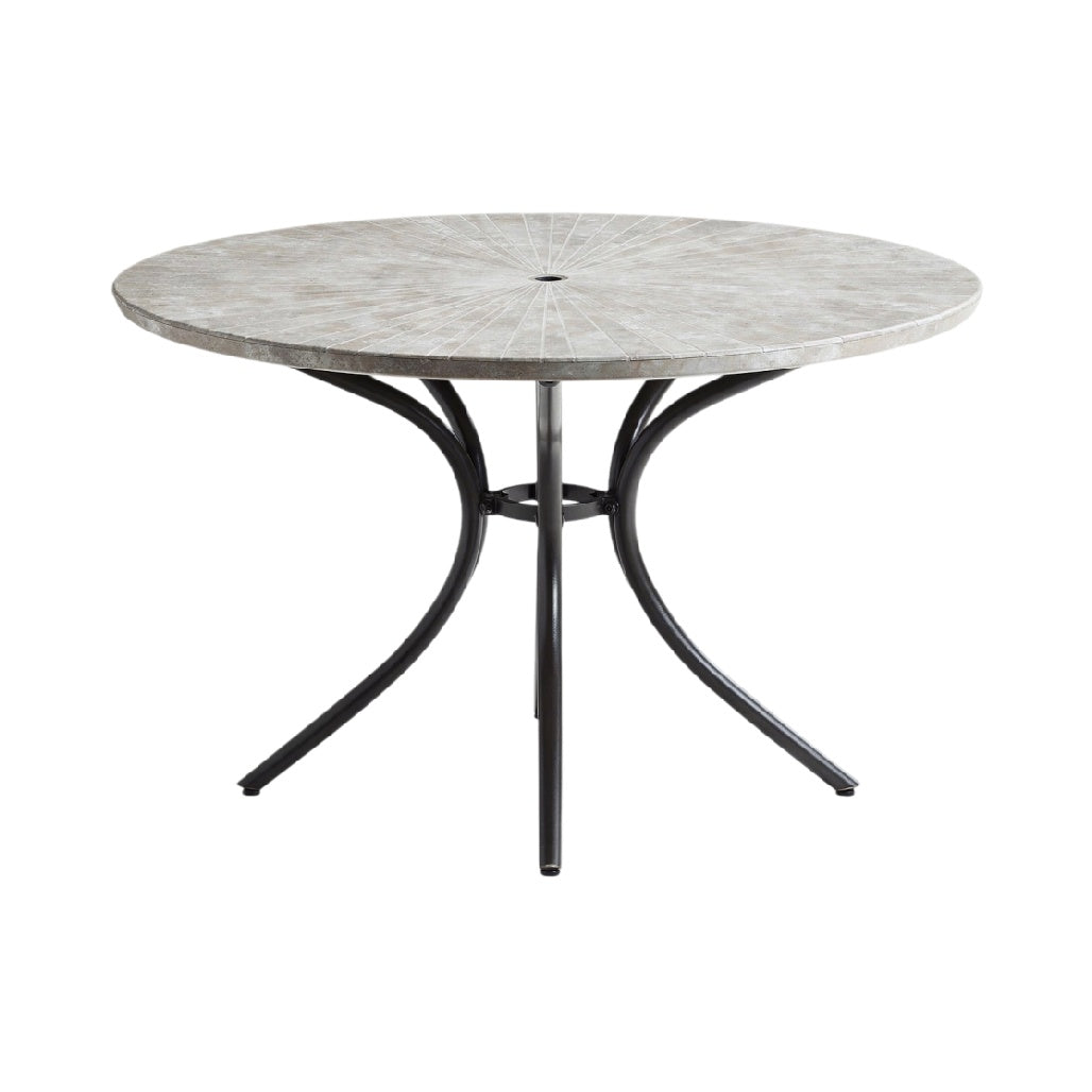 **Table ronde en béton avec piètement en métal**